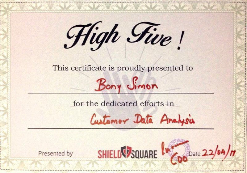 Bony Simon | High Five Award
